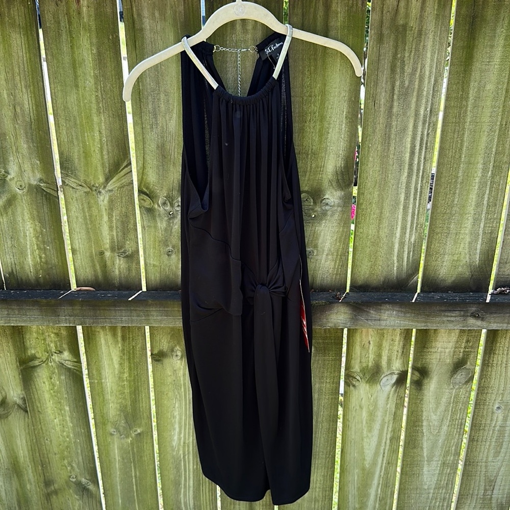 S.L. Fashion black sleeveless dress with sliver neck line
